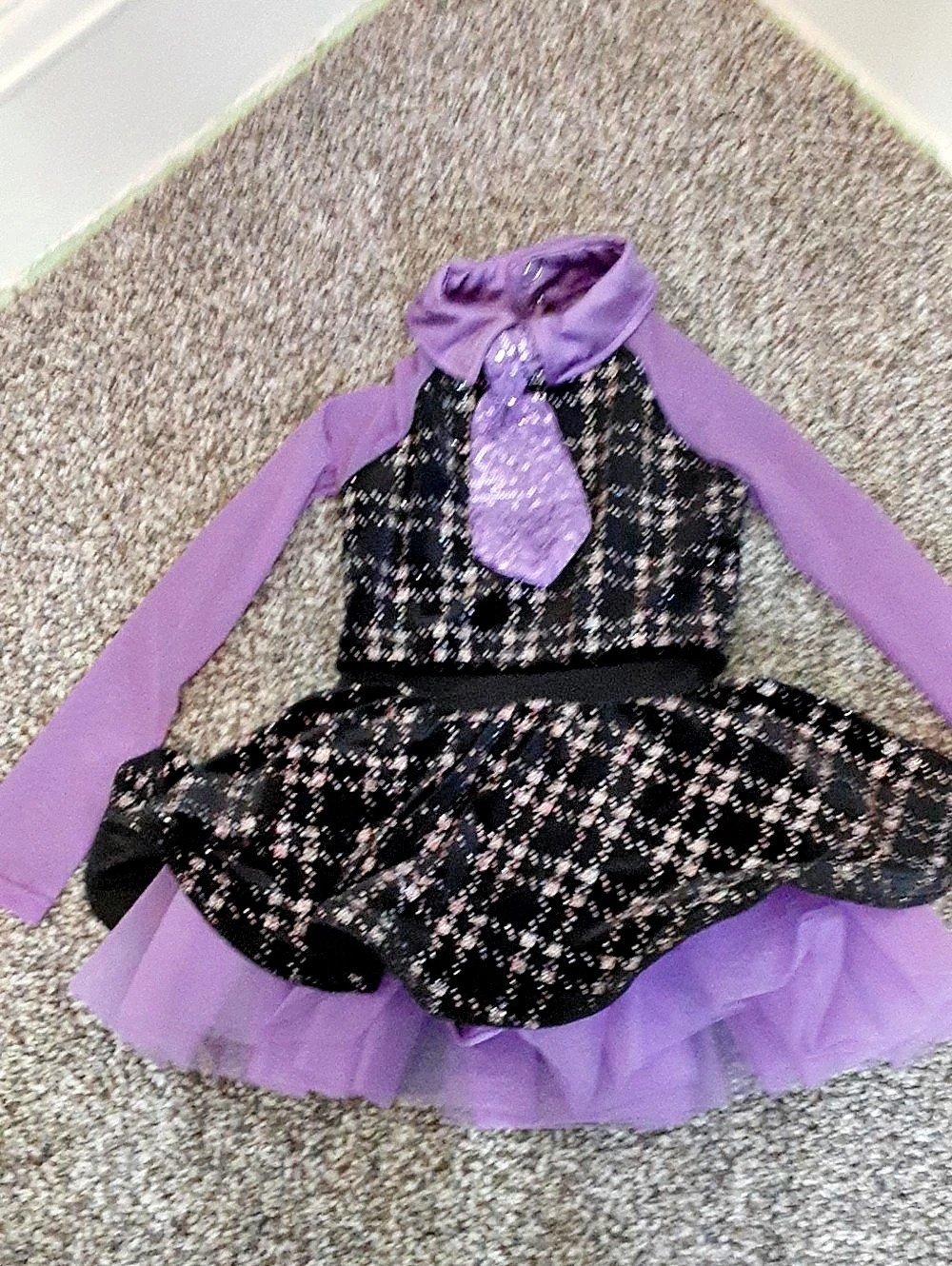 Weissman Girls Party Dress in Purple & Black Like New